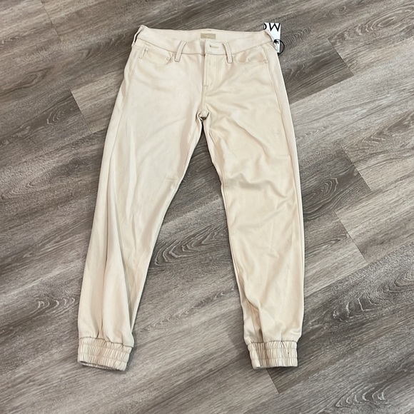 Mother | The Trainer Jogger Pants Faux Suede Ivory sz 25 - Picture 3 of 9